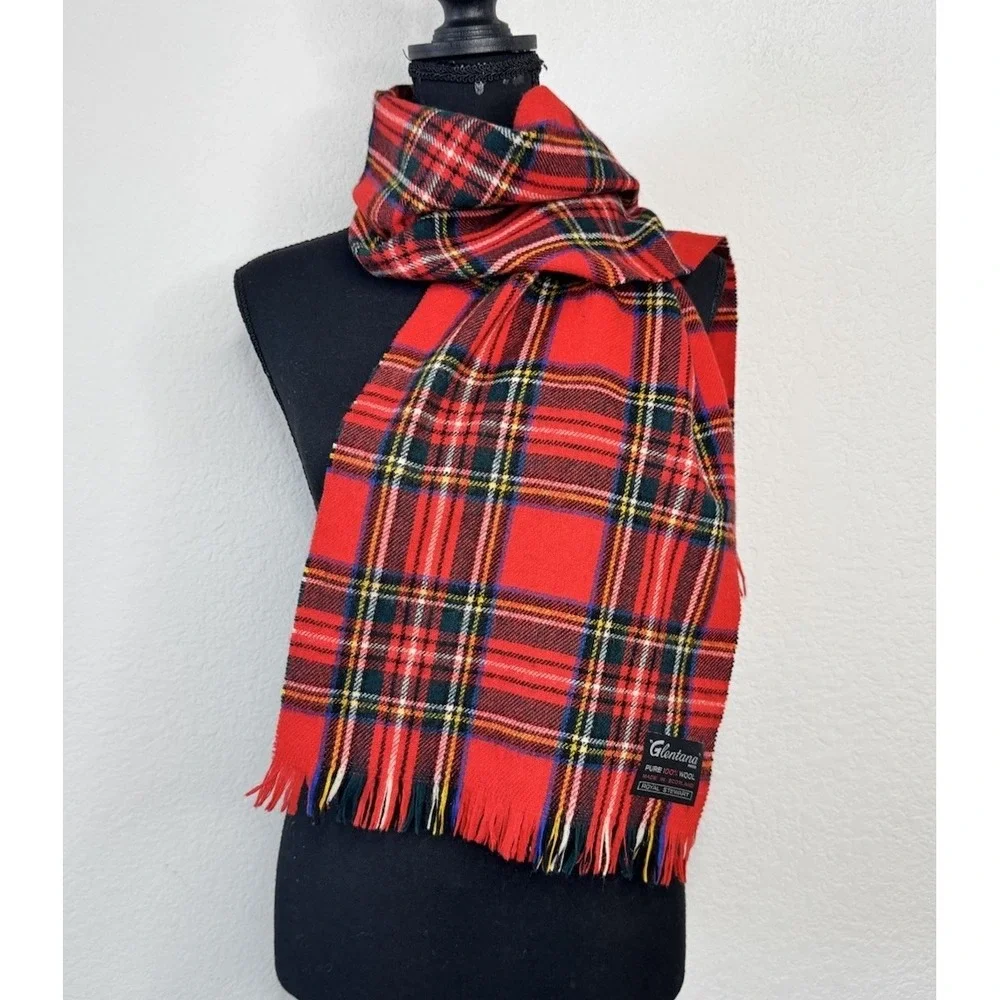 Glentana Scarf 100% Wool Made in Scotland Dress Stewart Tartan Plaid Warm Unisex